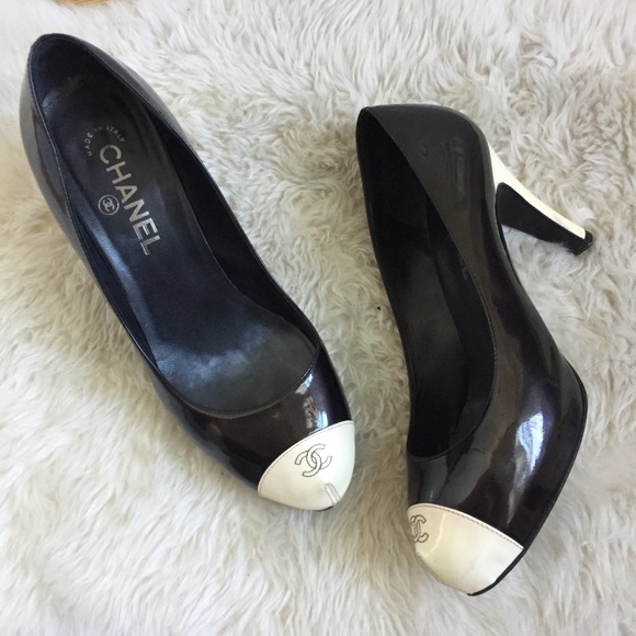 CHANEL Shoes - CHANEL CC Black and White Cap-Toe Pumps